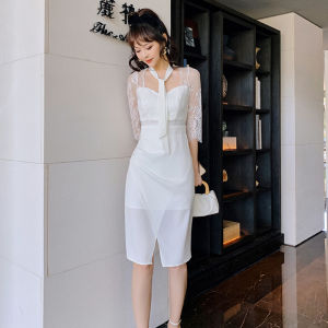 ZY.HT(Giải phóng mặt bằng Sử dụng phiếu giảm giá)Váy nữ Váy trắng Neckband Dress Work Dress Beach Dress Wedding Dress Korean Dress EraVogue 9284