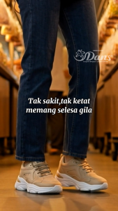 Dans X Lee Cooper Kasut Sneaker Wanita – Hitam / Coklat Muda LCL-0201
