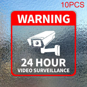 5/10Pcs/pack Waterproof Warning Security Sticker 24 Hour Video Surveillance Signs For Alarm Monitoring Fake Camera Accessories