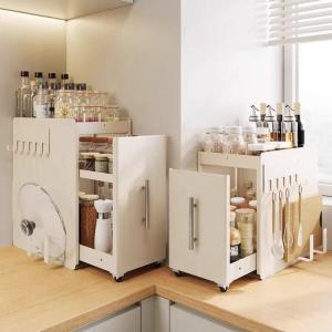 Pull Out Spice Organizer Rack Multifunctional Narrow Edge