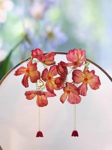 Exaggerated Floral Ear Cuffs: Original Design No Piercing Required Red Flower Women's Fashion Jewelry Ear Rings Accessory