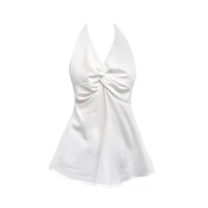 YUEZHONGWEI | French V-neck Knotted White Halter Top Women Summer Outdoor Wear Design Sensation Thai Sleeveless Shirt Neck Hanging Strap Vest