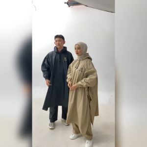 MANTEL SULTAN Ukuran JUMBO Jas Hujan Motor Bahan Tebal PVC Pria dan Wanita Mantol Warna Hitam Army