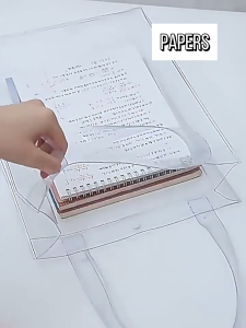 Clear Bag Waterproof Handbag Transparent Bag for Shopping/Cosmetic/File/Gift Tote Bag with Handle and Button