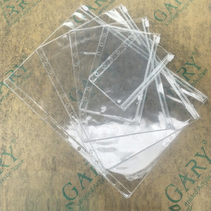Transparent PVC Zipper Label Bag A4 Loose Leaf Insert File Bag A5 A6 A7 ...