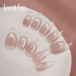 LANTINGFANG | Handmade Mid-Length Gold Cat Eye Nails For Spring And Summer