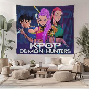 KPOP Demon Hunters Theme Tapestry - Artistic Home Outdoor Decor Battery-Free Suitable for Parties Bedrooms Living Areas