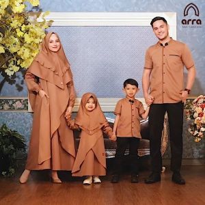 Sarimbit Terbaru Keluarga Couple Lebaran Nuansa Mewah Kekinian Elegan Ukuran Sedia Jumbo XS X M L 2XL 3XL 4XL Cocok untuk Baju Kapelan WARNA MILO COKELAT AR RAHMAH SERIES BY ARRA