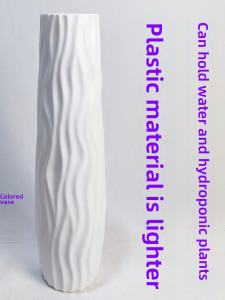 Large Size Standing Plastic Imitation Ceramic Flower Vase Black And White Simple Modern Home Decoration Dry Flower Bouquet Living Room Decor