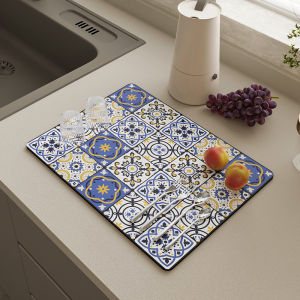 Kitchen Countertop Absorbent Placemat Anti-scalding Non-Slip Mat for Chopsticks Bowls Washable Absorbent Water Mat