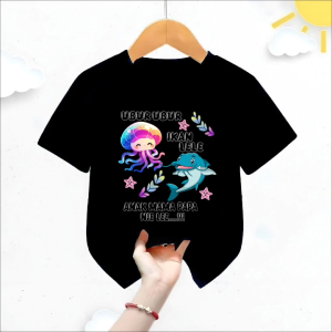 Atasan Baju Kaos Terbaru Motif Ubur-Ubur & Ikan Lele Viral Usia 1-12 Tahun