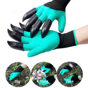 1-Pair Gardening Tools Claw Gloves Quick Easy to Digging Planting Latex Durable ABS 4-Claw Spot