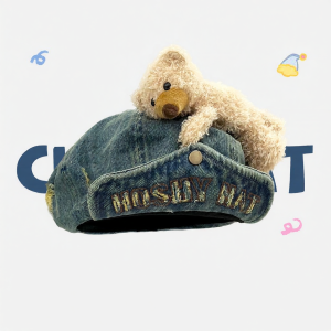 Hole Denim Retro Beret