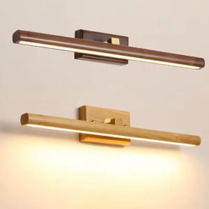 Nordic solid wood LED wall lamp rotatable bathroom bedroom vanity mirror home decoration lighting