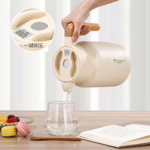 European Style Vacuum Insulated Stainless Steel 304 Hot Water Pot with Wood Handle Home Use Coffee Pot Dustproof Water Pot