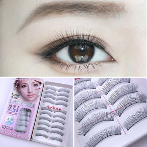 Handmade Extended Length Fake Eyelashes Soft Stem Cotton Thread 10 Pairs Set Eyelash Tools Beauty Tools Makeup Tools