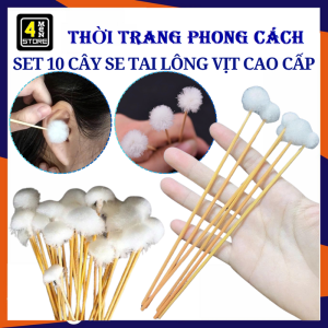 Combo 10 Cây Bông Se Tai Lông Vịt Kháng Khuẩn - Bông Tăm Ngoáy Tai  Cây Ráy Tai Thân Gỗ Lông Mềm Mịn Se Êm Không Xu Lông Cao Cấp