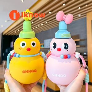 I know Cute OHHAA Character Calabash Water Bottles - Fun & Functional Kids Student Straw Cup With Strap 2025 New