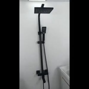 Sen cây tắm nóng lạnh đồng thau mạ nano đen KENISIThân sen cây tắm đứng kiểu vuông-Tròn