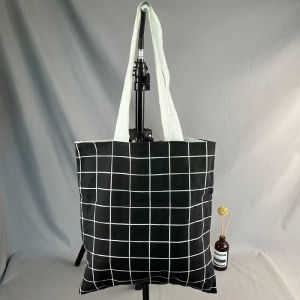 Large Capacity Plaid Canvas Bag Summer Leisure Student Shopping Bag Single Shoulder Book Bag  Style Grocery Bag