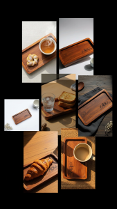 Nampan Grafir Kayu Jati Ukuran 10×20 & 20×30 cm – Serving Tray / Alas Saji Estetik