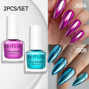 LILYCUTE 7ml 2Pcs/Set Mirror Metallic Nail Polish Metallic Effect Quick Dry Varnish For Nail Art DIY No Need Lamp Glass Bottle