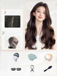 NIANYAO | Womens Full Wig Curly Long Hair Invisible Lightweight Cap