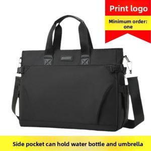 2025 New Mens Handheld Briefcase Commuter Business A4 Document Computer Large Capacity High-End Sense with Water Cup Position