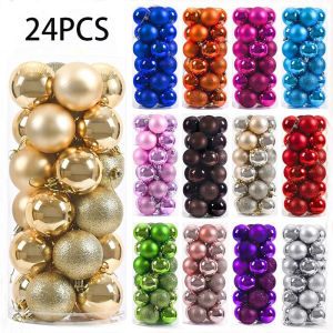24Pcs 6cm Christmas Ball Decoration for Christmas Tree Hanging Pendant Ornaments Home Room Decor New Year Navidad DIY Gift Box