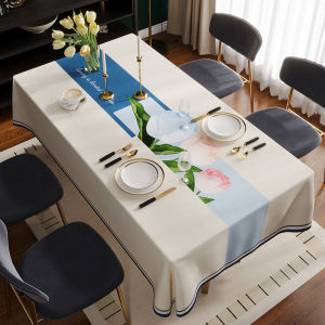 Luxurious Rectangle Tablecloth Waterproof Oil-resistant Wash-free PVC Dining Table Mat Modern Simplicity Geometric Pattern