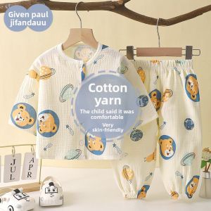 JIFANPAUL | Spring & Autumn Pure Cotton Sleepwear Set for Boys & Girls 3/4 Sleeve Baby Home Wear