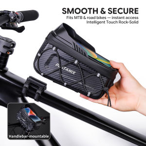 PLATANIX A39X Quick Release Bicycle Frame Bag with Elastic Cord EVA Hard Shell Phone Holder Waterproof MTB Road