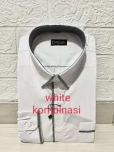 kemeja pria lengan panjang reguler bahan cotton TC polos kombinasi
