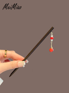 เครื่องประดับผมสไตล์โบราณสำหรับผู้หญิง วัสดุไม้ สไตล์เรียบง่าย ปักป้าย ประจำวัน สำหรับผู้หญิง เครื่องประดับผมสไตล์จีนโบราณ