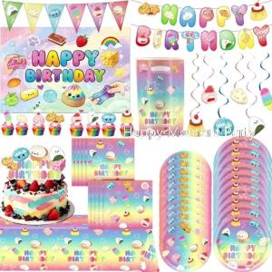 Hasbro | Rainbow Dumpling Birthday Party Decoration Tablecloth Cup Plate Napkin Gift Bag Baby Shower Dumpling Baozi Party Favors Supplies