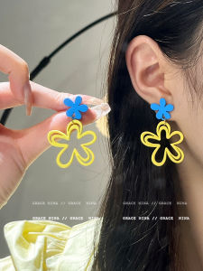 ต่างหูดอกไม้สีสันสดใส ต่างหูรูปดอกไม้ชายหาดสำหรับผู้หญิง ต่างหูรูปดอกไม้สุดน่ารักและหวาน ต่างหูแฟชั่นฤดูร้อน