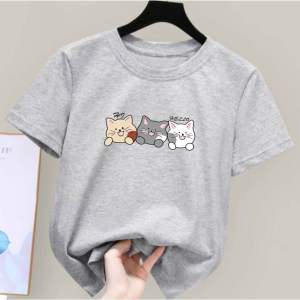 Kaos anak perempuan motif kucing usia 2-10th atasan oblong anak lucu