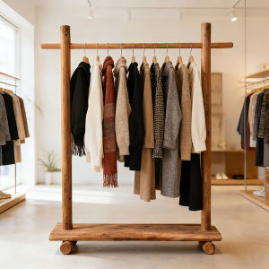 Retro Creative Solid Wood Standing Coat Rack