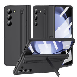 Trường hợp khó khăn với bút cho Samsung Galaxy Z gấp 5 4 3 6 bọc hoàn toàn với kính cường lực bản lề bảo vệ giá đỡ gấp lại được vỏ