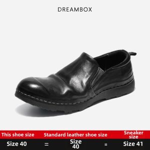 dreambox | Comfortable Breathable Washed Horse Leather Slip-on Loafers