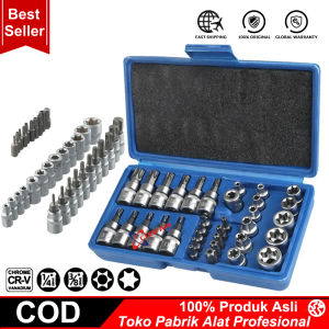 Kunci Torx Bintang Mata Kunci 1/4 Inch 3/8 Inch DR E Torx Bit CRV Set 34PCS
