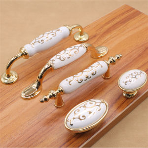 Cabinet Door Handle Modern Minimalist Furniture Golden Ceramic Handle Shoe Cabinet Wardrobe Pull Handle Drawer Cabinet Handle 橱柜门拉手 现代简约家具 金色陶瓷拉手 鞋柜 衣柜 提手 抽屉柜子把手 FUNIANQI