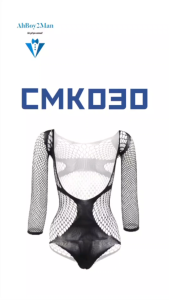 Mens Stocking: Nylon Net-Semi Mesh Body Brief Stocking with Covered Arms (CMK030)