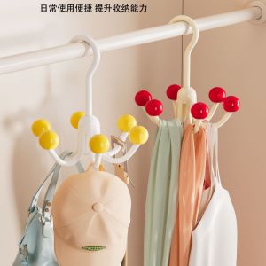 Dopamine Boosting Rotatable Hanger Underwear Socks Storage Organizer Seamless Plastic Coat Hook for Bedroom Closet Organization