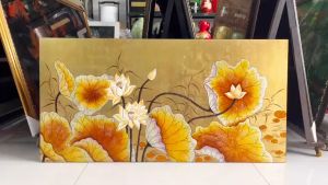 Tranh sơn mài - HOA SEN - Size 60x120 cm hàng xuất khẩu trang trí làm quà tặng ý nghĩa