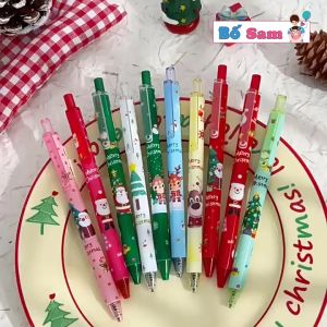 Bộ 5 Bút mực tròn Noel chủ đề giáng sinh bút dạng bấm văn phòng phẩm Shop Bố Sam