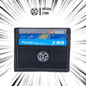 QXZ94 Dompet Kartu Card Holder Pria Wanita Kanvas Kombinasi Hitam Abu 6 Slot Kartu Mini Koin TKL01