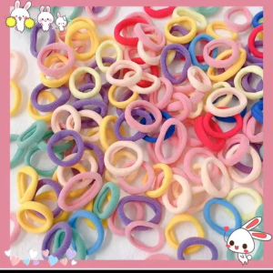 50 Pcs/Set Korean childrens rubber bands girls hair mini hair ropes towel rings hair accessories Kids Hair Band Hair Tie Black Colorful Disposable Rubber Band