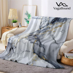 BILIBILI | white grey gold marble Flannel Blanket Warm Soft Halloween Christmas Decorative Couch Warm Cozy All-Season Gift