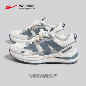 รองเท้ากีฬาผู้หญิง Warrior ทรงพื้นหนา ทรงหัวมน ส้นแบน พื้นยาง รองเท้าลำลอง ฤดูใบไม้ผลิและฤดูร้อน รองเท้าผ้าใบสีขาว